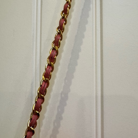 Paradox Pink Leather Bow Shoulder Purse. 10” by 6” by 0.5” with strap drop 13” - Picture 3 of 7